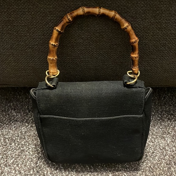 Jennifer Moore Canvas Bamboo Handled mini bag - Picture 2 of 8